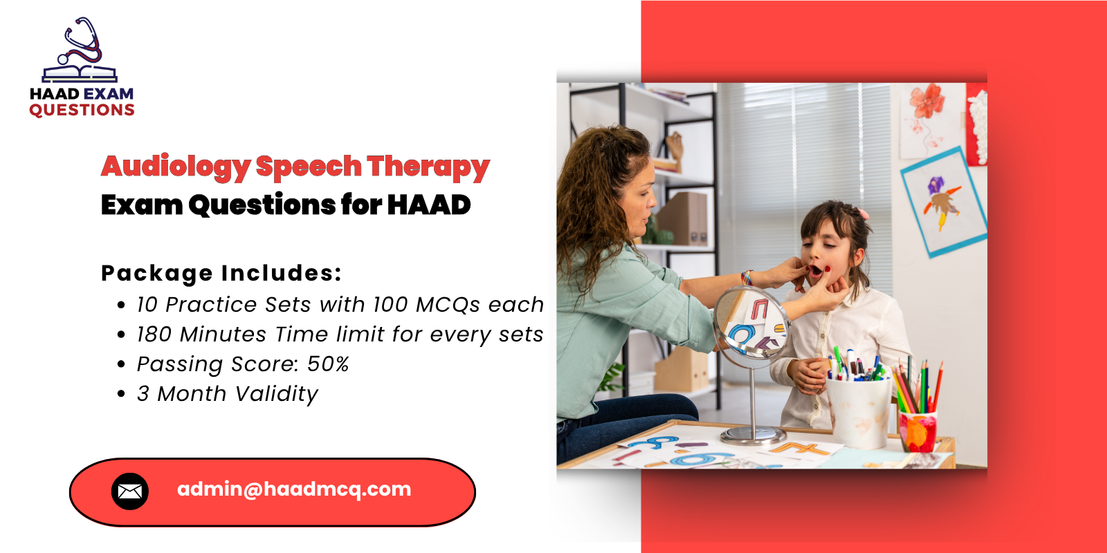 audiology speech therapy Exam Questions for HAAD
