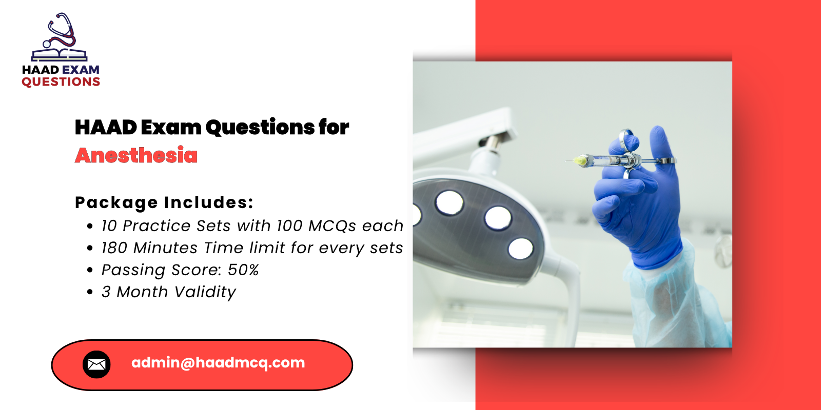 HAAD Exam Questions for anesthesia